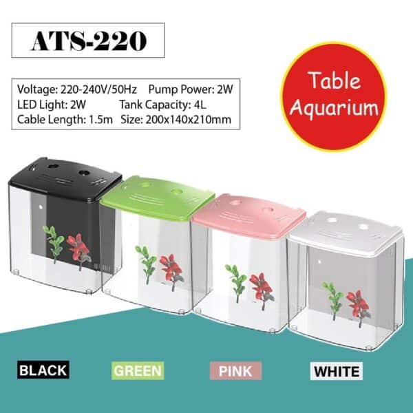 Sunsun Desk Mini Aquarium ATS-220 | Internal Filter & Led Light included